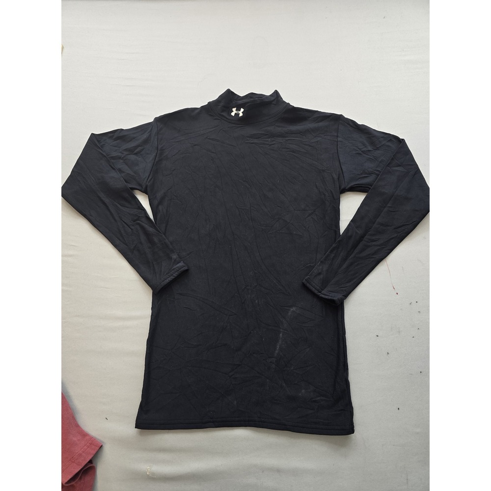 Under Armour ColdGear Mens Medium Black Mock Neck Compression Long Sleeve Shirt